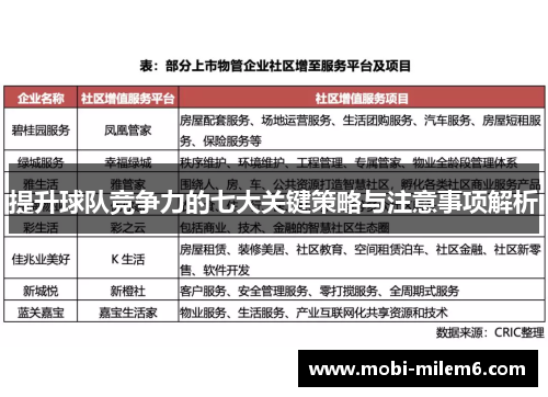 提升球队竞争力的七大关键策略与注意事项解析